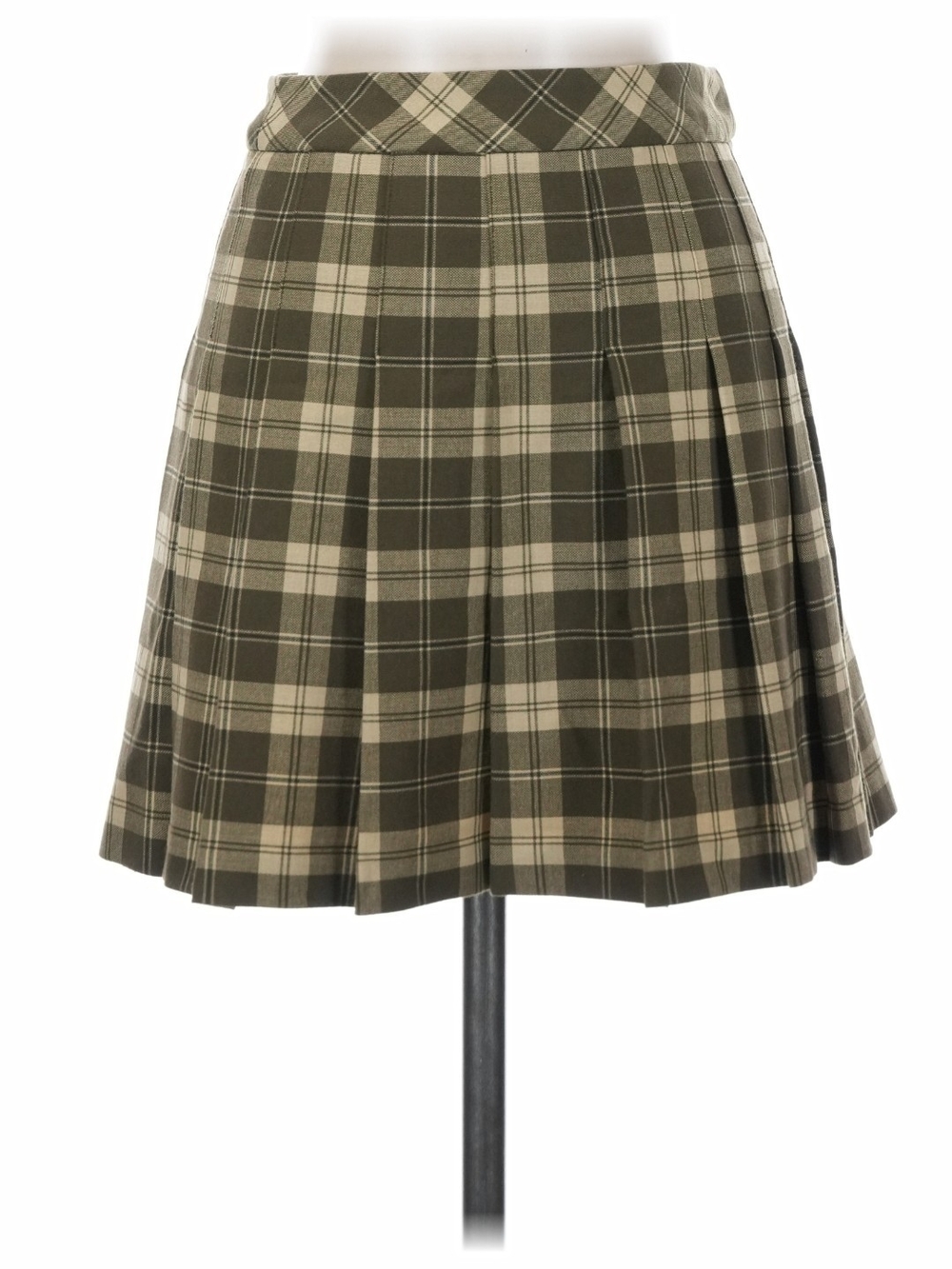 Sunday Best Olive and Cream Plaid Pleated Skirt